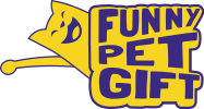 Funny Pet Gift logo with a playful yellow cat, representing an e-commerce store for humorous pet-themed products.